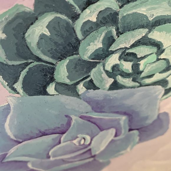 Original Succulents Artwork Acrylic On Stretched Canvas 8x10 - Picture 2 of 5